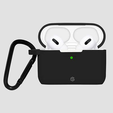 GRIPP Silicone Apple AirPods Pro (1st Generation) Case with Carabiner Hook - Black