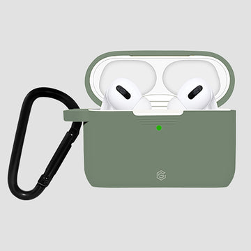 GRIPP Silicone Apple AirPods Pro (1st Generation) Case with Carabiner Hook - Green