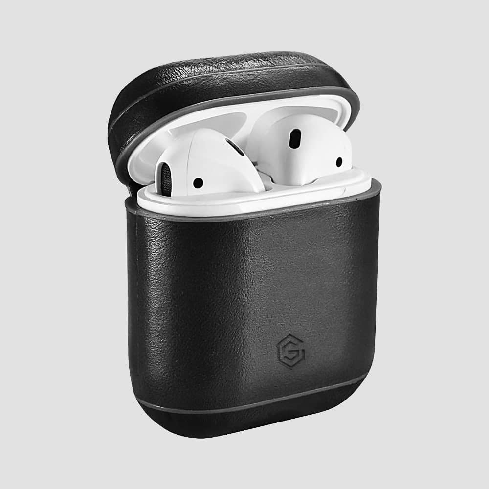 GRIPP Lepro Genuine Leather Apple AirPods (1st & 2nd Generation) Case with Metal Clasp - Black