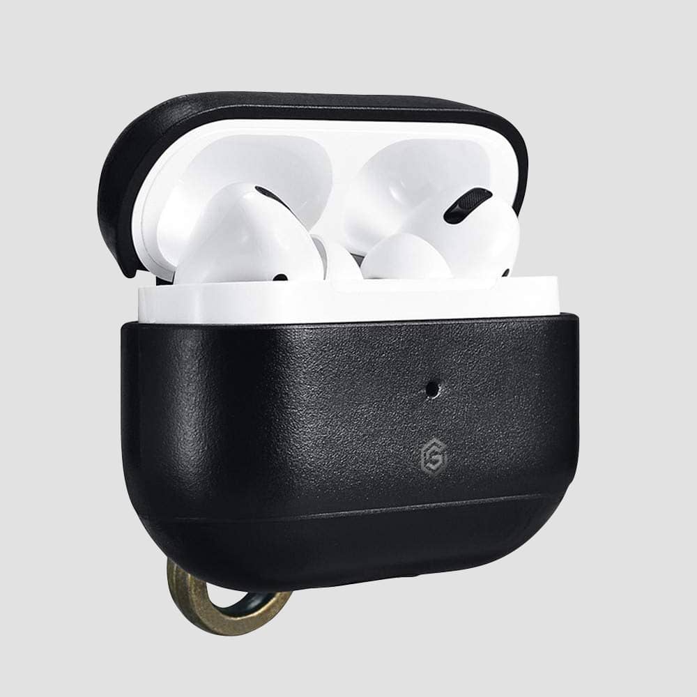 GRIPP Lepro Genuine Leather Apple AirPods Pro (1st Generation) Case with Metal Clasp - Black