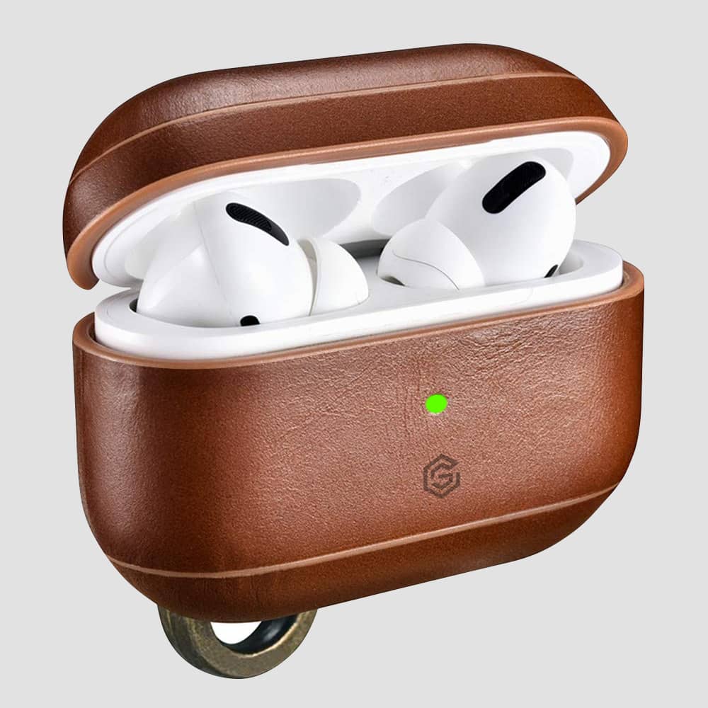 GRIPP Lepro Genuine Leather Apple AirPods Pro (1st Generation) Case with Metal Clasp - Brown