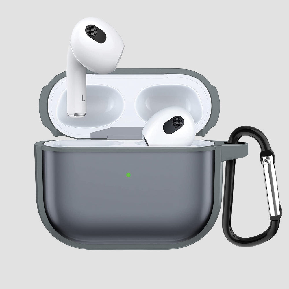 GRIPP Bolt Matte Apple AirPods (3rd Generation) Case with Carabiner Hook - Grey