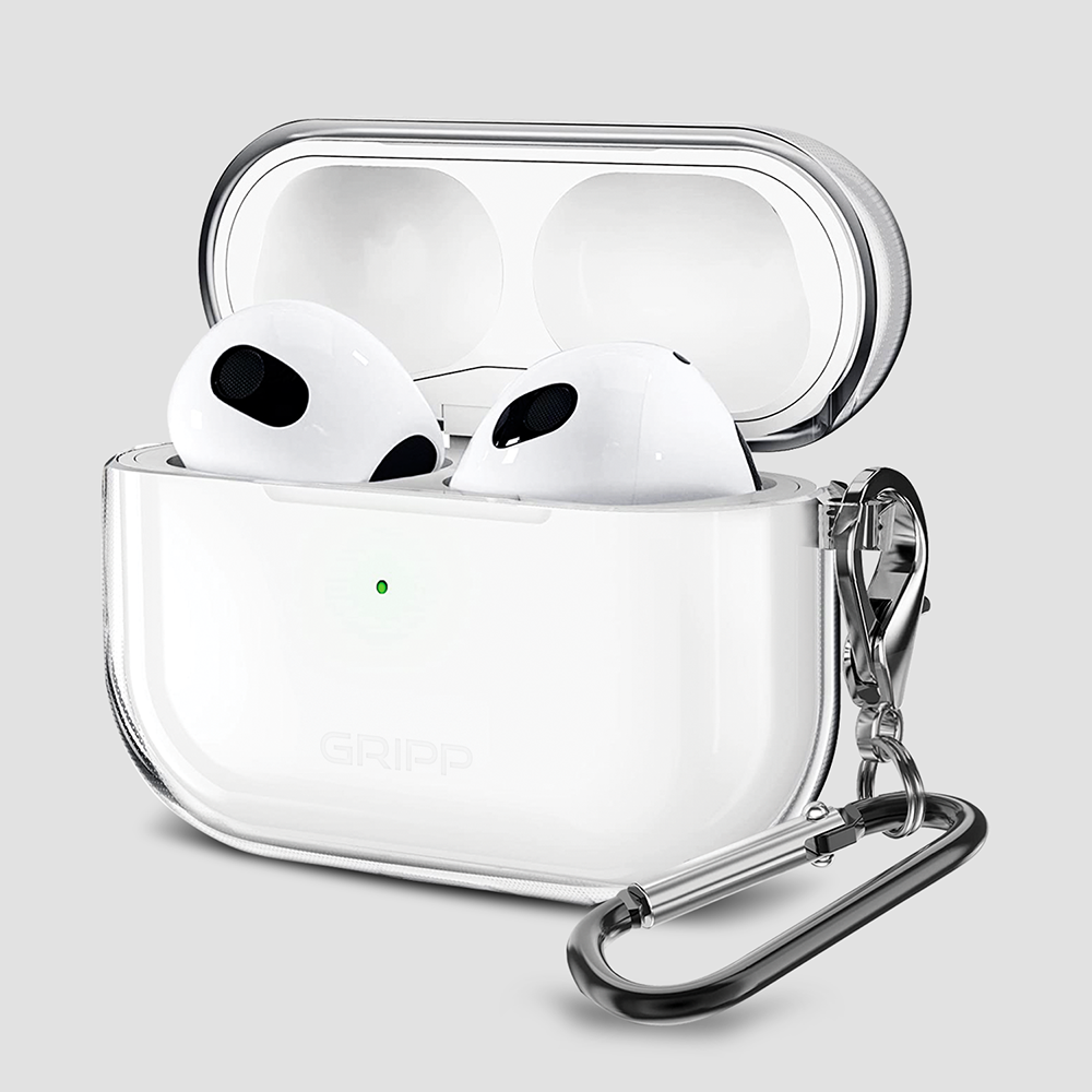 GRIPP Clear Apple AirPods (3rd Generation) Case with Carabiner Hook - Clear
