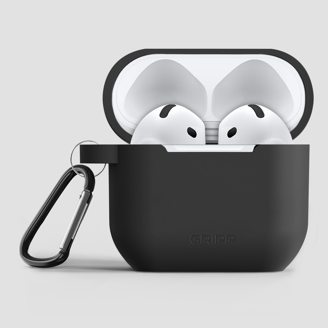 GRIPP Rubon Apple AirPods (4th Generation) Case with Carabiner Hook - Black