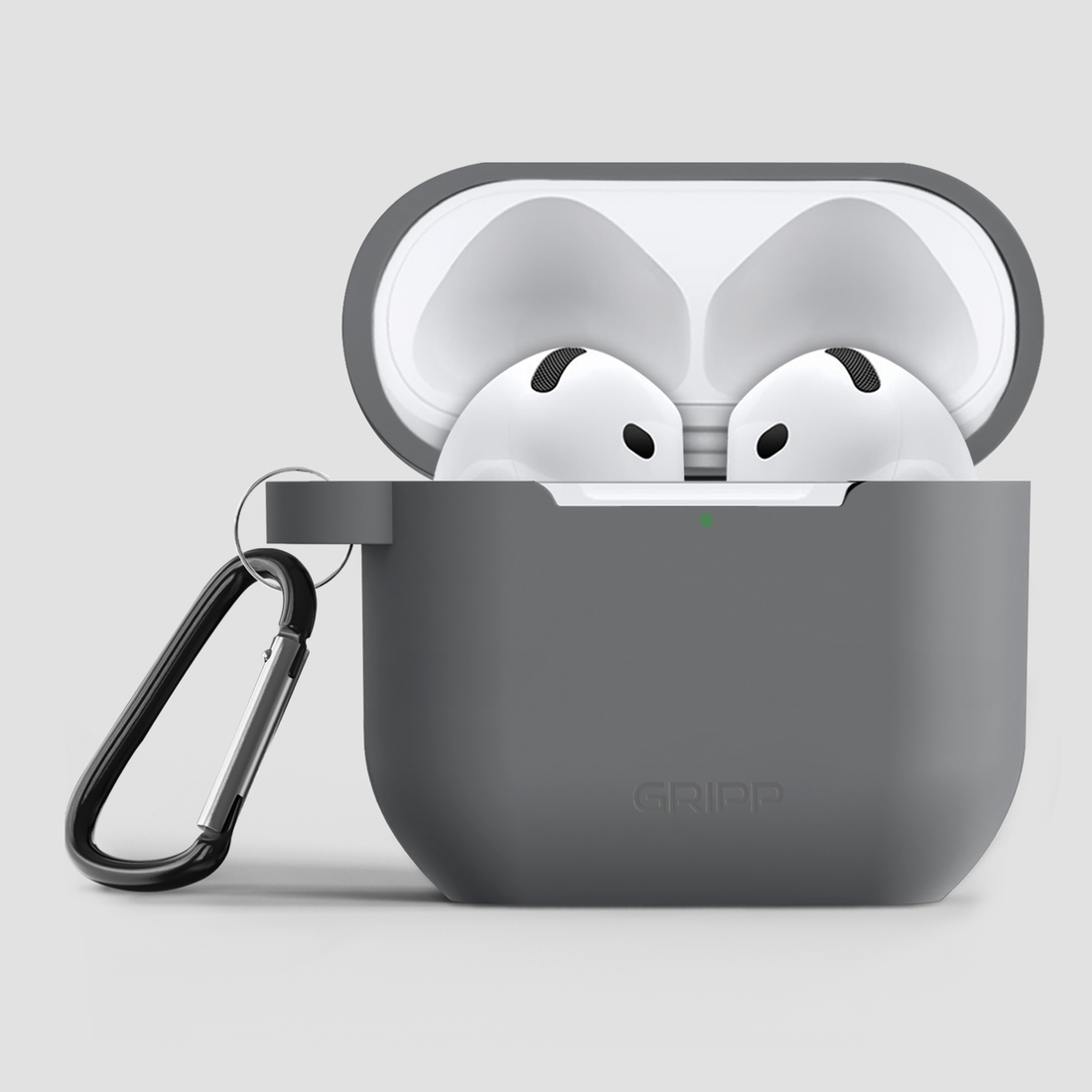 GRIPP Rubon Apple AirPods (4th Generation) Case with Carabiner Hook - Charcoal