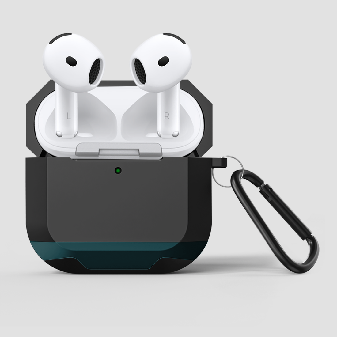 GRIPP Elegance Apple AirPods (4th Generation) Case with Carabiner Hook - Black/Green