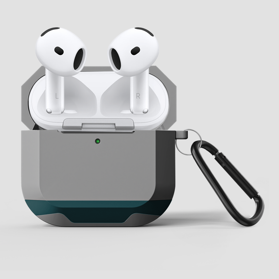 GRIPP Elegance Apple AirPods (4th Generation) Case with Carabiner Hook - Grey/Green