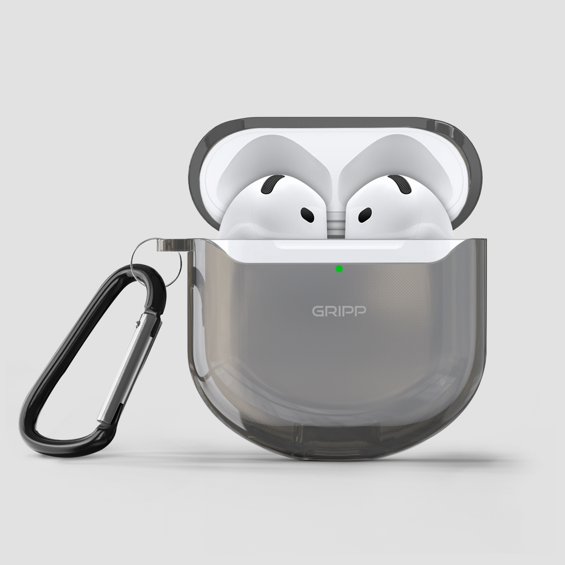 GRIPP Silicase Apple AirPods (4th Generation) Case with Carabiner Hook - Smoke
