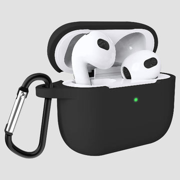 GRIPP Silicon Apple AirPods (3rd Generation) Case with Keyring Hook & Strap - Black