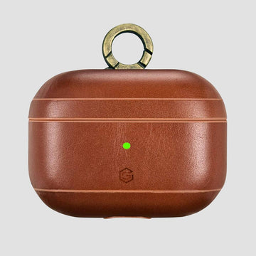 GRIPP Genuine Leather Apple AirPods Pro (1st Generation) Case with Metal Clasp - Brown
