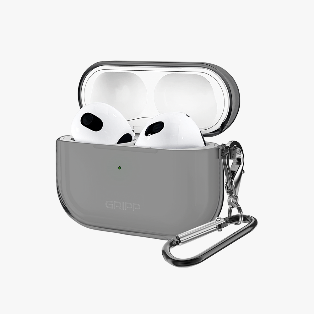 GRIPP Clear Apple AirPods (3rd Generation) Case with Carabiner - Smoke