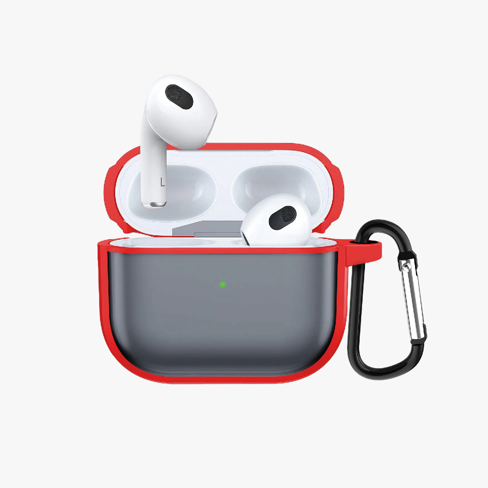 GRIPP Bolt Matte Apple AirPods (3rd Generation) Case with Carabiner - Red