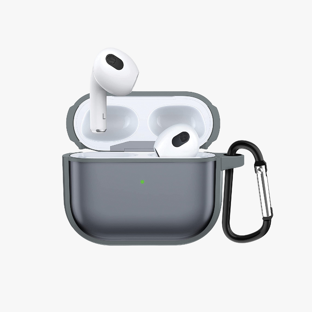 GRIPP Bolt Matte Apple AirPods (3rd Generation) Case with Carabiner - Grey