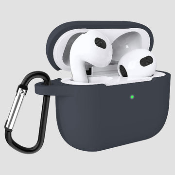 GRIPP Silicon Apple AirPods (3rd Generation) Case with Keyring Hook & Strap - Charcoal