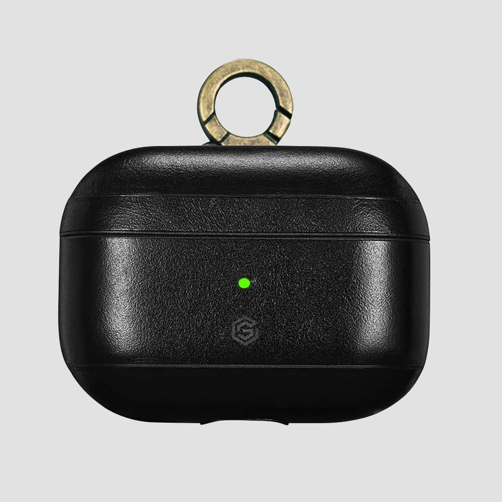 GRIPP Genuine Leather Apple AirPods Pro (1st Generation) Case with Metal Clasp - Black