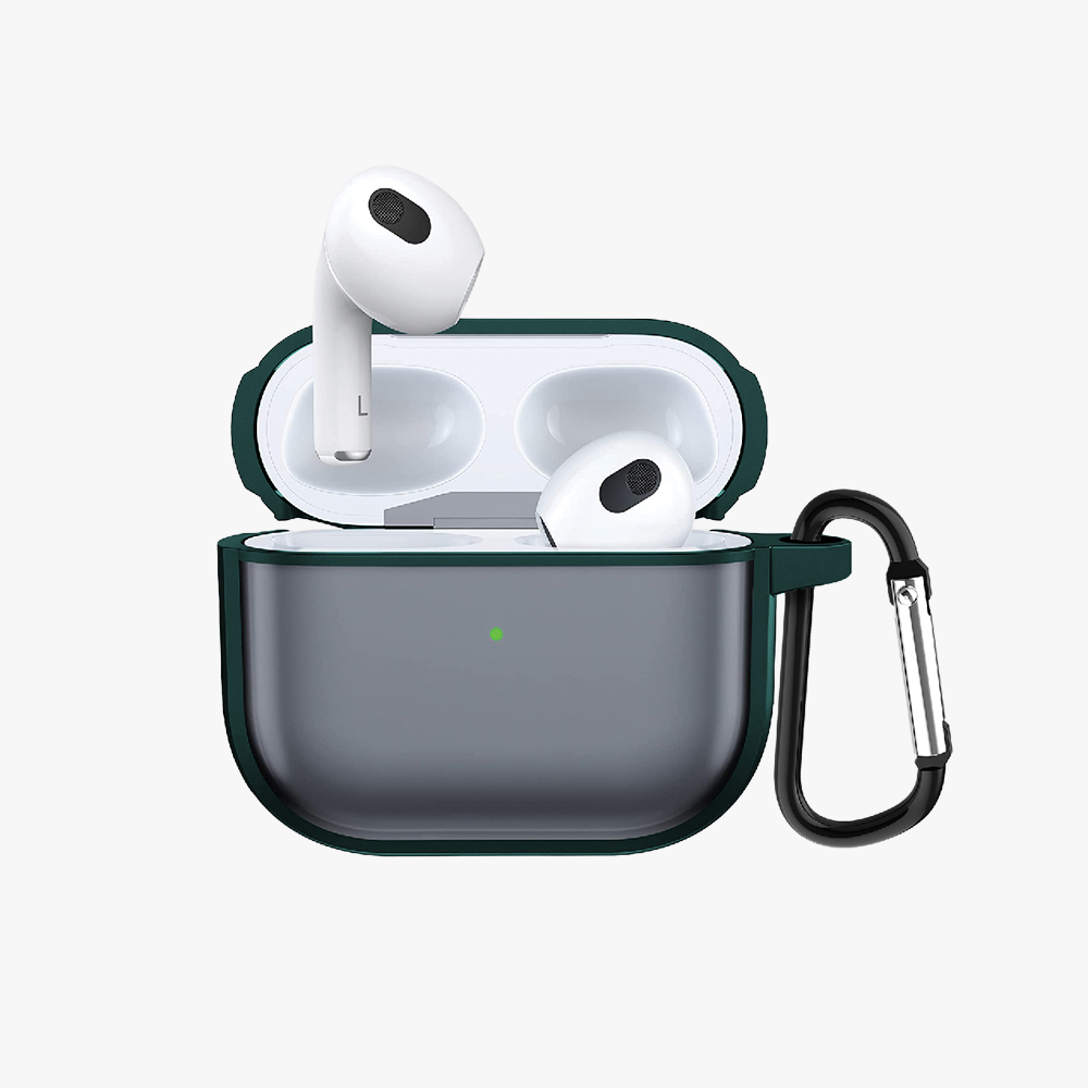 GRIPP Bolt Matte Apple AirPods (3rd Generation) Case with Carabiner - Green