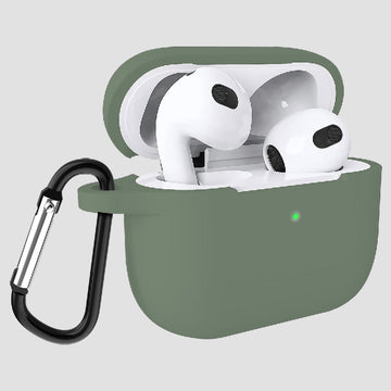 GRIPP Silicon Apple AirPods (3rd Generation) Case with Keyring Hook & Strap - Green
