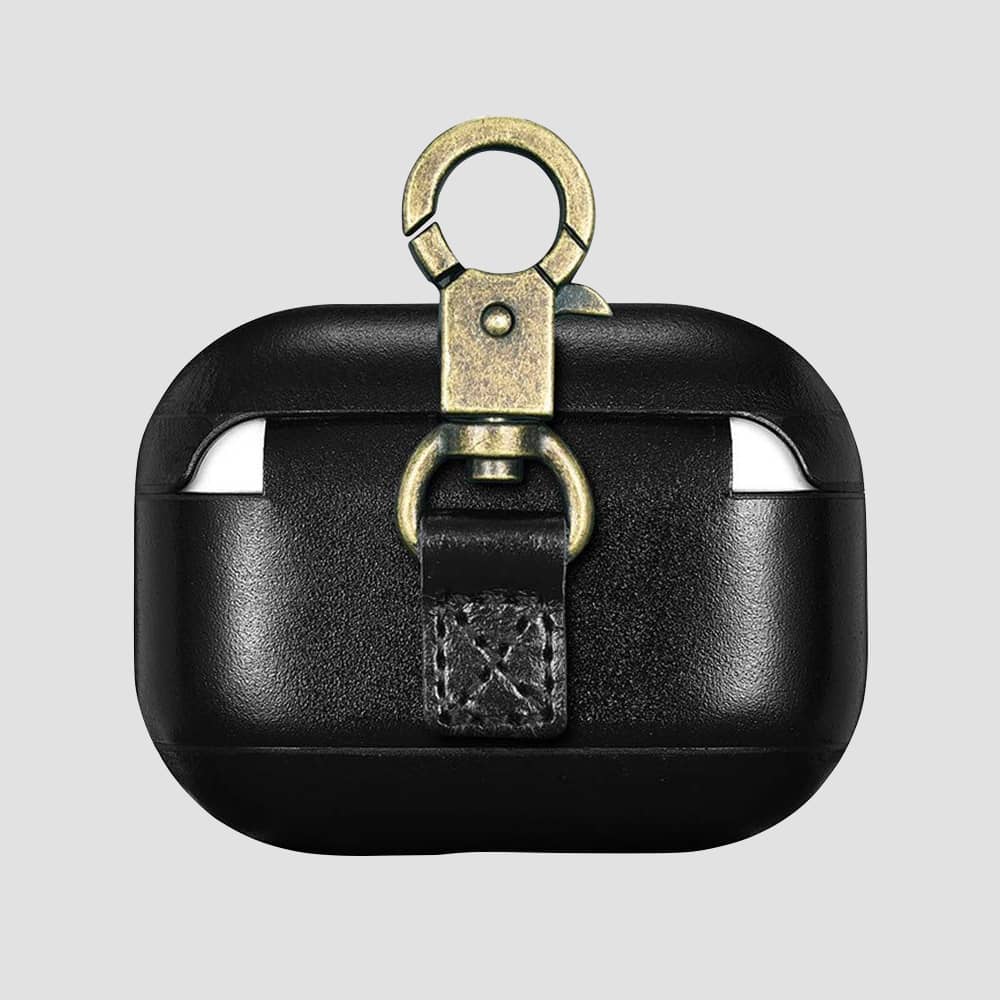 GRIPP Genuine Leather Apple AirPods Pro (1st Generation) Case with Metal Clasp - Black