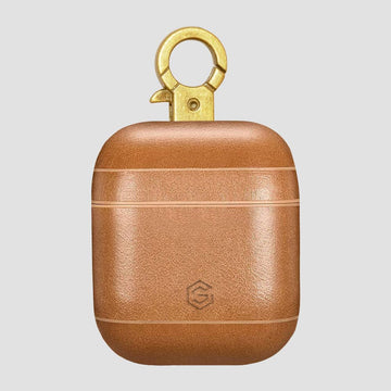 GRIPP Genuine Leather Apple AirPods (1st & 2nd Generation) Case with Metal Clasp - Camel