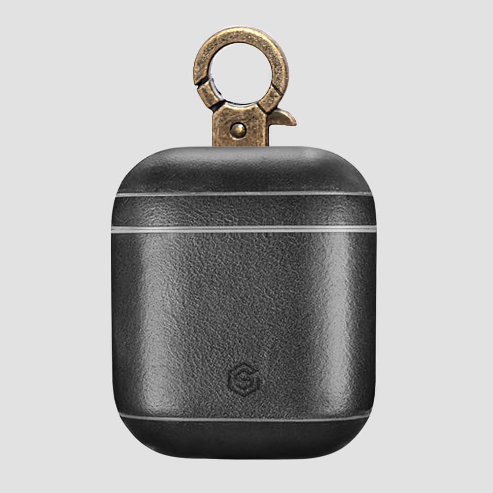 GRIPP Genuine Leather Apple AirPods (1st & 2nd Generation) Case with Metal Clasp - Black